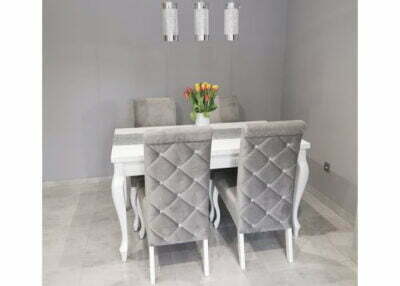Stół Alan + Krzesła K6 prostokątny tapicerowane eleganckie pikowane