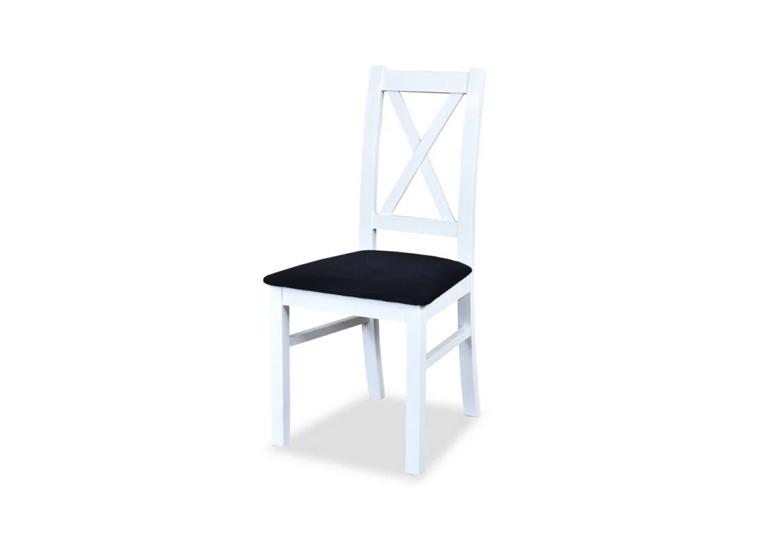 Klasyczne drewniane krzesło G140 z tapicerowanym siedziskiem i krzyżowym oparciem