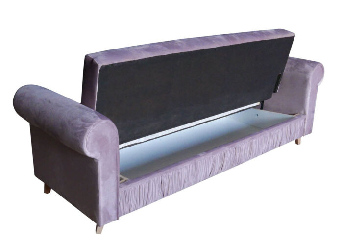 Modny tapicerowany zestaw wypoczynkowy - kanapa Emma 3 osobowa i fotel uszak z podnóżkiem 90 cm