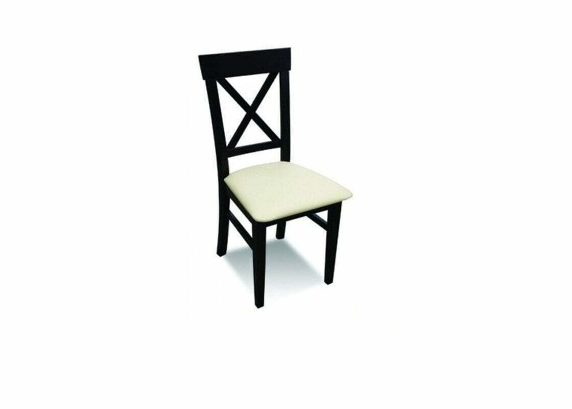Klasyczne drewniane krzesło G135 z tapicerowanym siedziskiem i krzyżowym oparciem