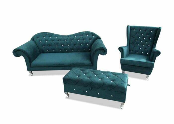 Sofa Vera + Fotel Uszak Gł. Pikowany + Podnóżek 90 cm. firmy Meble Ares 3