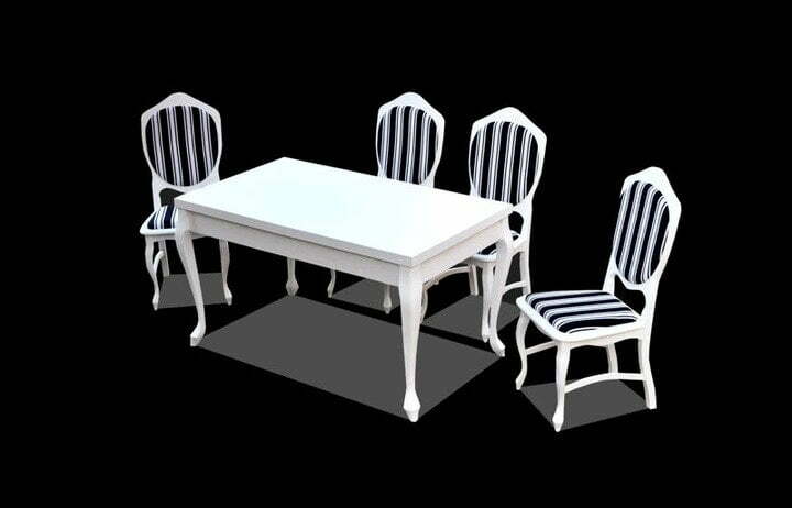 Stół Alan + Krzesła A76 klasyczny drewniany tapicerowane eleganckie