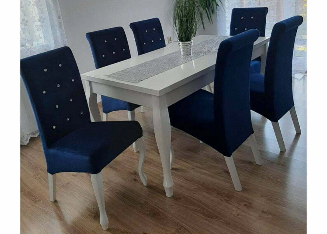 Elegancki zestaw do jadalni rozkładany stół Alan i tapicerowane krzesła K6