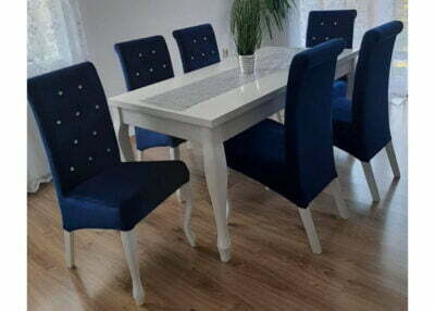 Stół Alan + Krzesła K6 klasyczne eleganckie tapicerowane stabilne