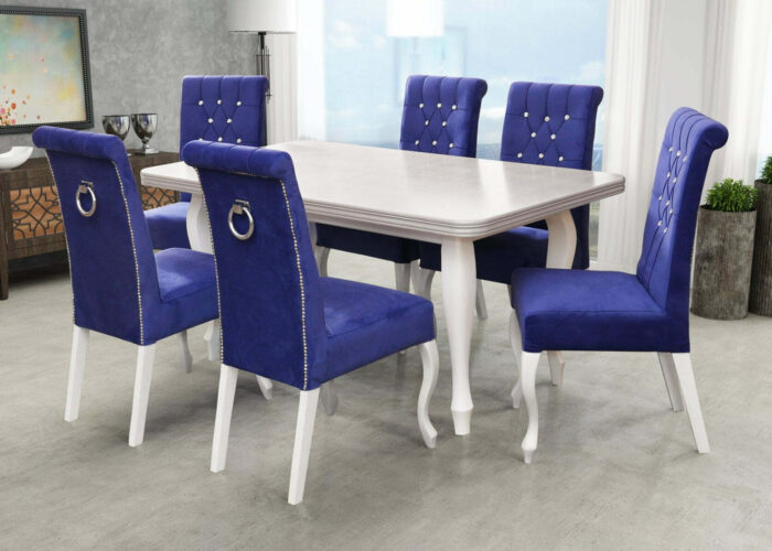 Nowoczesny zestaw do jadalni - rozkładany stół Viktor i tapicerowane krzesła K6 z pikowanym oparciem