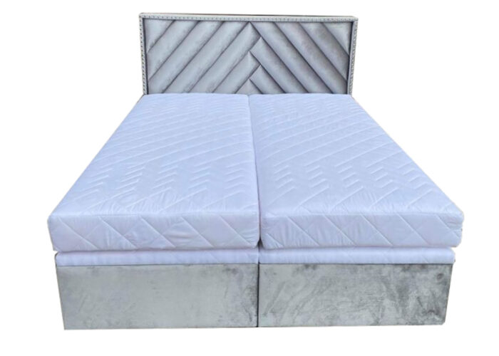 Tapicerowane łóżko kontynentalne Royal z materacem i pojemnikami