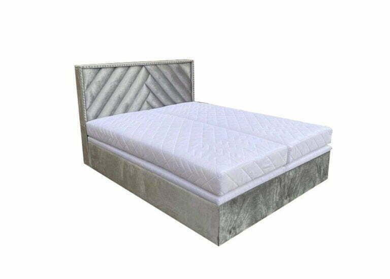 Tapicerowane łóżko kontynentalne Royal z materacem i pojemnikami