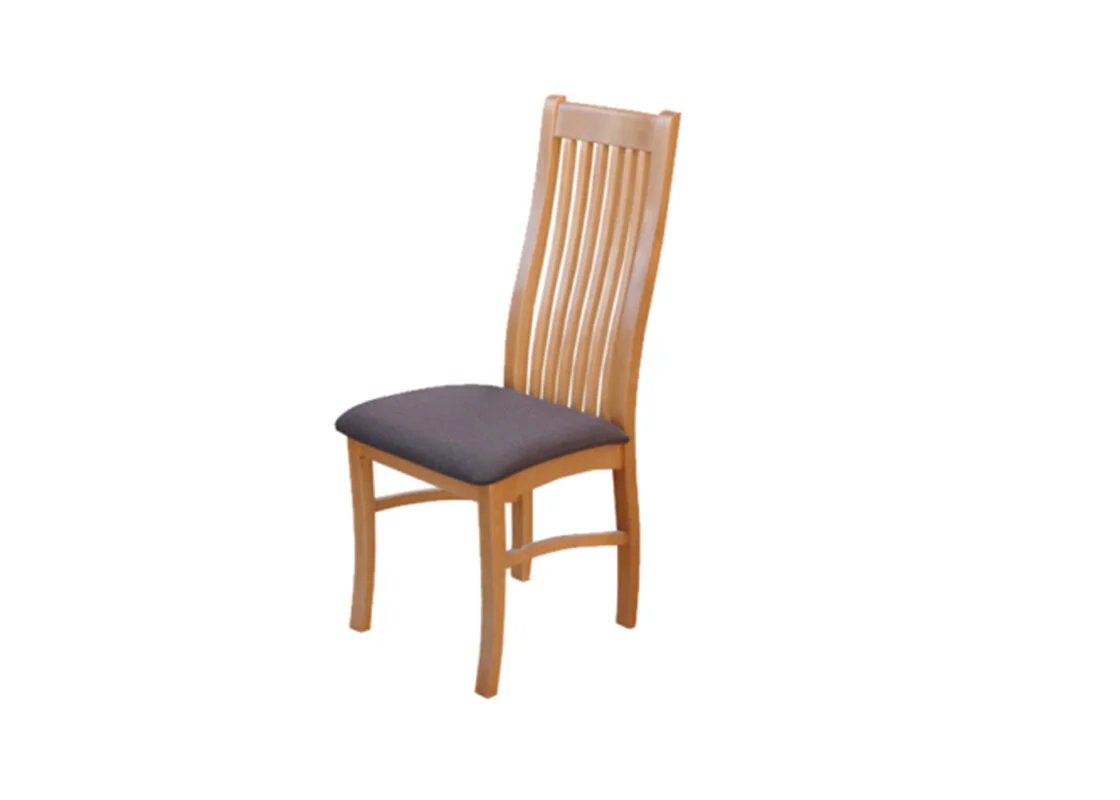 Drewniane krzesło A56 z tapicerowanym siedziskiem i szczebelkowym oparciem