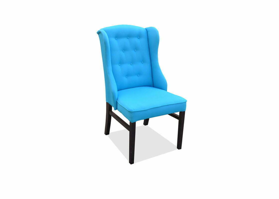 Skandynawskie tapicerowane krzesło Uszak z pikowanym oparciem
