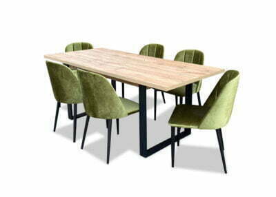 Stół Loft + Krzesła tapicerowane z przeszyciami Tux zestaw prostokątny rozkładany