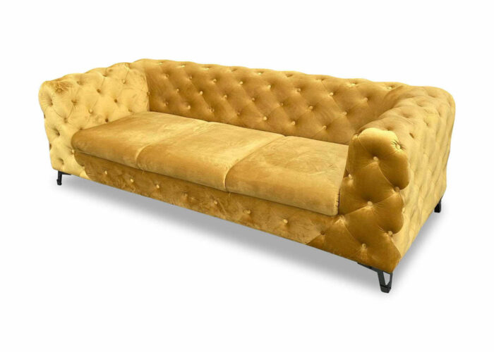 Pikowana sofa Chesterfield Moet 3 osobowa w stylu glamour