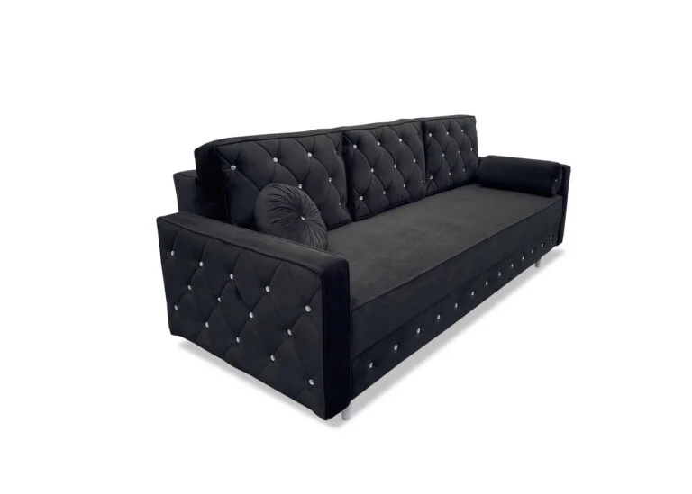 Pikowana kanapa Lux w stylu glamour z funkcją spania