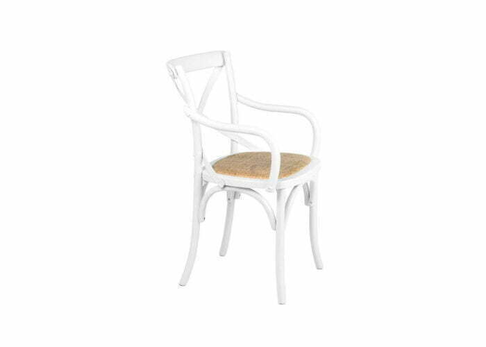 Drewniane białe krzesło gięte z ratanowym siedziskiem i podłokietnikami firmy Meble Ares 4