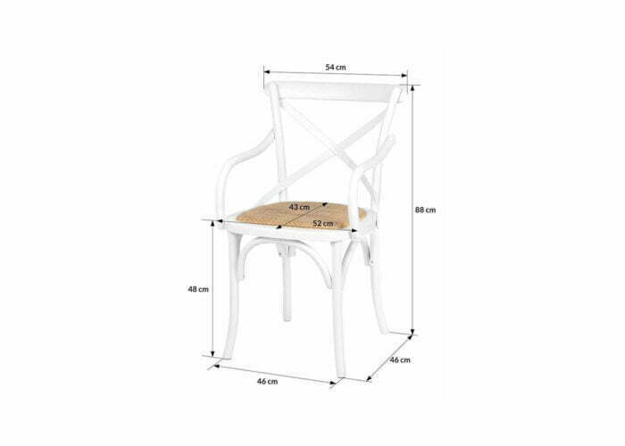 Drewniane białe krzesło gięte z ratanowym siedziskiem i podłokietnikami firmy Meble Ares 5