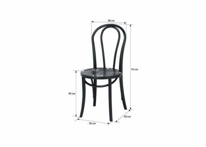 Drewniane krzesło gięte w kolorze czarnym z drewnianym siedziskiem firmy Meble Ares 5