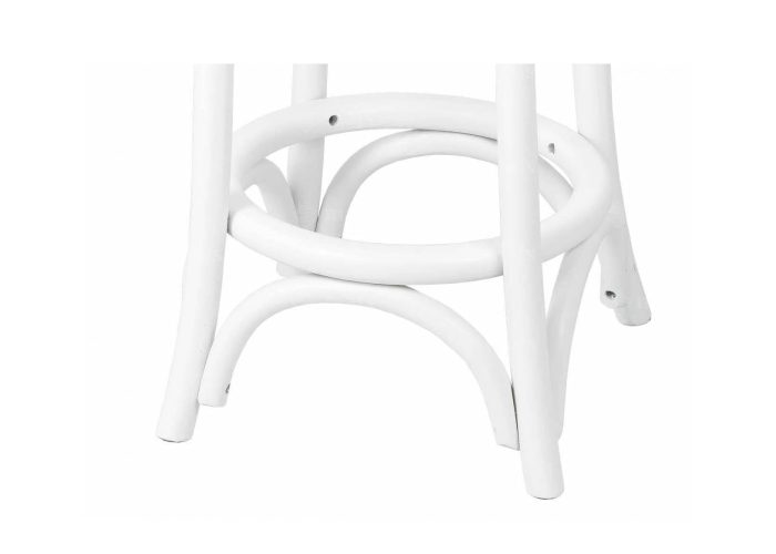 Hoker drewniany biały z ratanowym siedziskiem