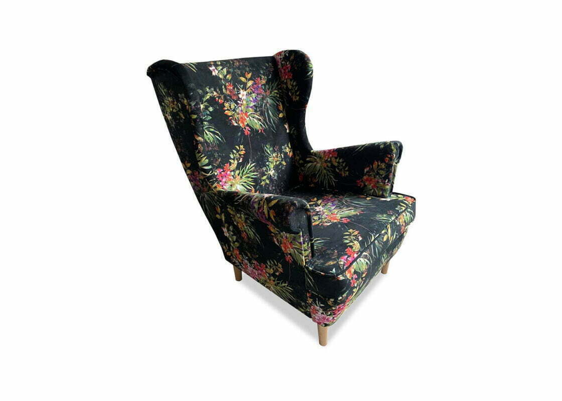Dekoracyjny fotel uszak Druk 5 w kwiaty