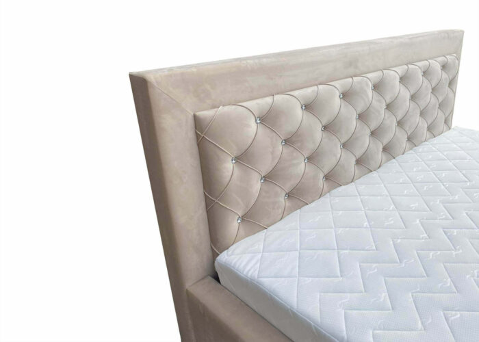 Łóżko tapicerowane Crystal z pikowaniem i pojemnikiem na pościel