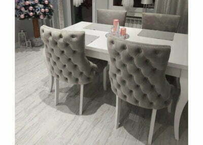Stół Alan + Krzesła Glamour, pikowane, nowoczesne, do jadalni