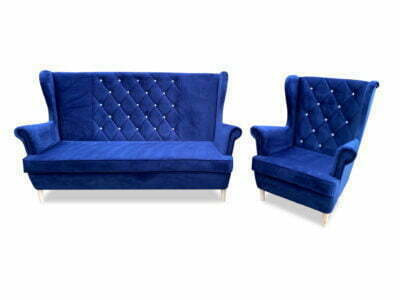 Sofa uszak 2/3 os + Fotel uszak, pikowana, wypoczynkowa, skandynawska