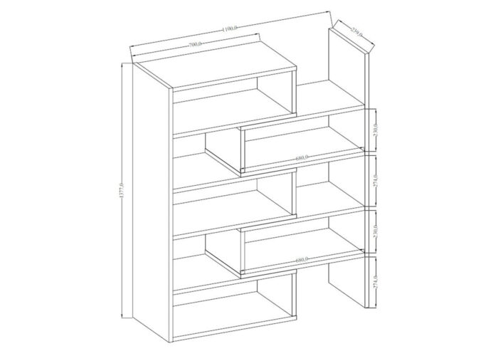 Regał Karo 1 Artisan drewniany półki otwarty szafka loft
