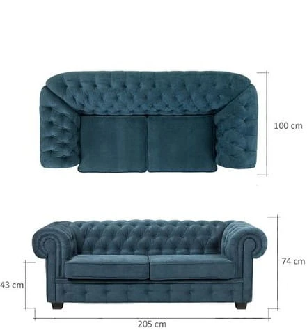Sofa Manchesti 3 os chesterfield klasyczna masywna duża kanapa premium