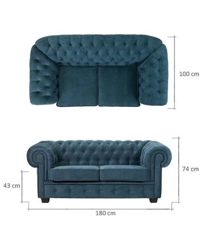 Sofa Manchesti 2 os chesterfield premium duża masywna klasyczna kanapa
