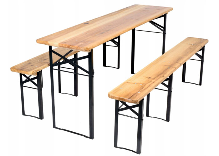 Zestaw ogrodowy rozkładany - stół 170 cm + 2 ławki