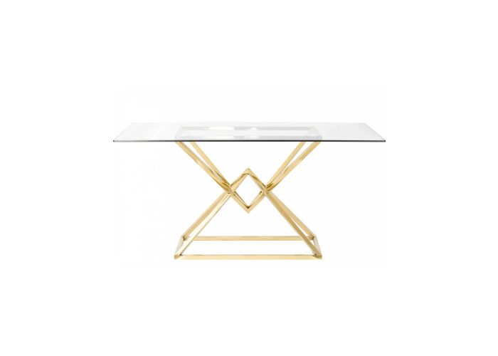 Złoty stół glamour ze szklanym hartowanym blatem do luksusowego gabinetu biura salonu