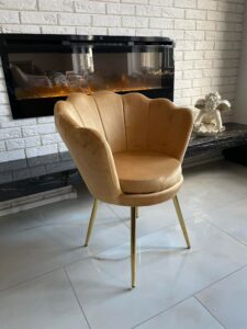 Krzesło Muszelka Lisa ,glamour, różne kolory, złote nogi