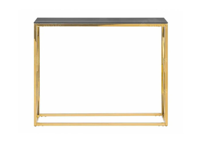 Konsola metalowa złota toaletka 100cm ze szklanym przyciemnianym blatem
