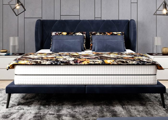 Łóżko tapicerowane Leilana z przeszywanym zagłówkiem