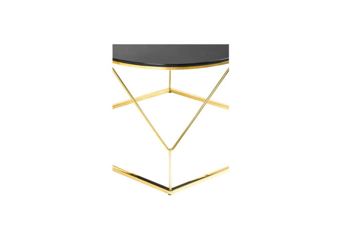 Złoty stolik diament z czarnym szklanym blatem