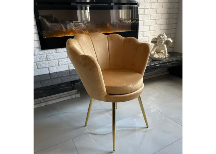 Krzesło Muszelka Lisa glamour złote nogi