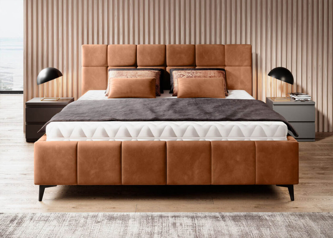 Łóżko tapicerowane Naomis, nowoczesne, eleganckie do sypialni