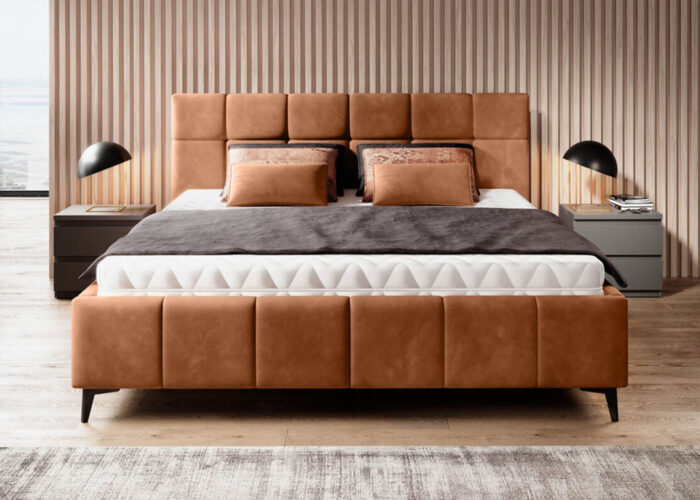 Łóżko tapicerowane Naomis nowoczesne eleganckie do sypialni