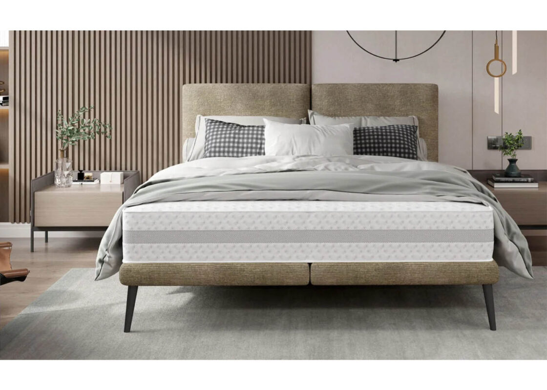 Łóżko tapicerowane Selena, minimalistyczne, na wysokich nogach
