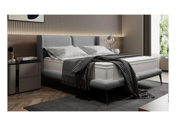 Łóżko tapicerowane Tessino, podwójne, na wysokich nóżkach