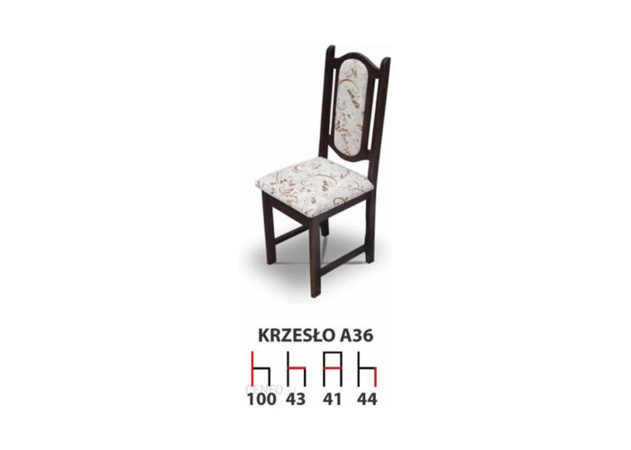 Klasyczne drewniane krzesło A36 z tapicerowanym siedziskiem i oparciem