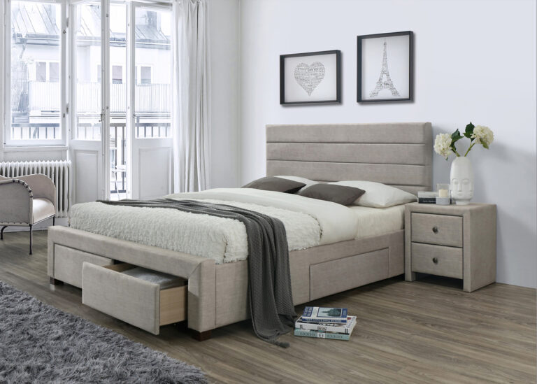 Sypialniane łóżko tapicerowane Kaylon 160x200 z szufladami