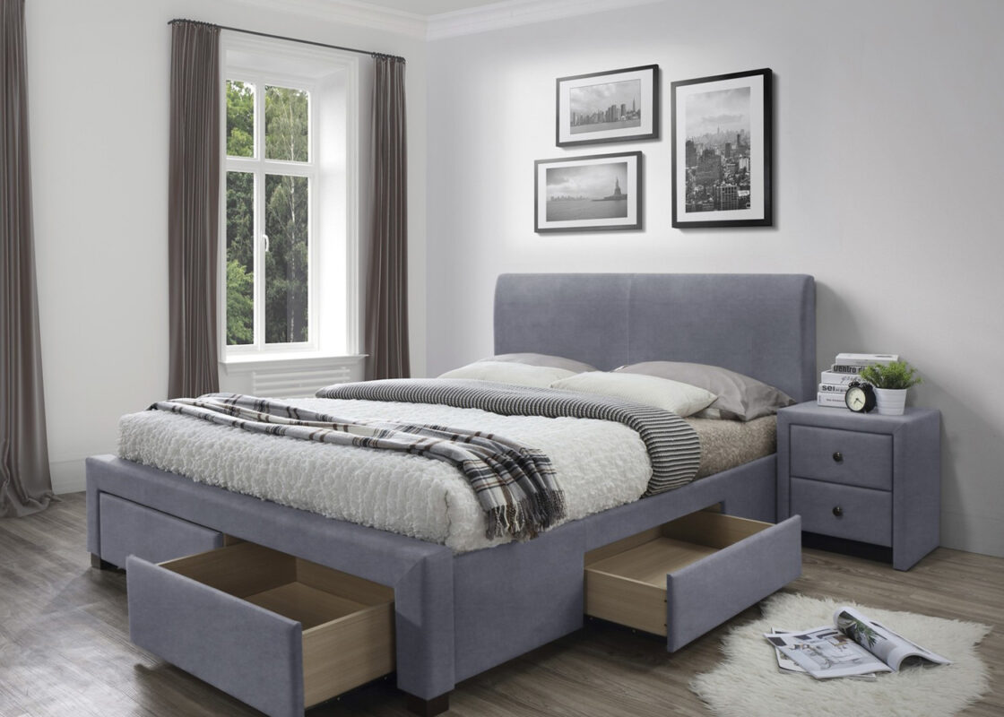 Tapicerowane łóżko Moden 160x200 z szufladami