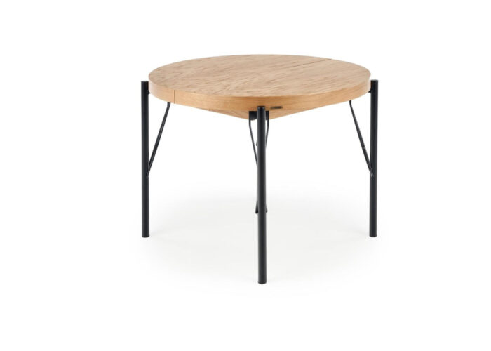 Rozkładany stół okrągły Infinity z okleiny naturalnej w stylu loft