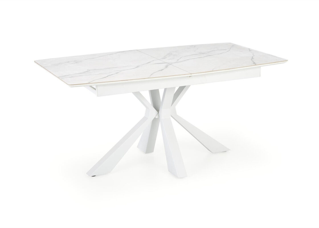 Rozkładany stół Vivald z białym marmurowym blatem