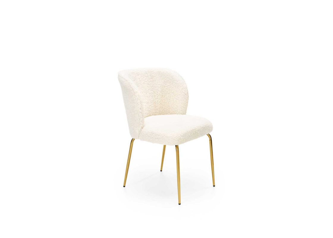 Nowoczesne tapicerowane krzesło Eldi na złotych nogach