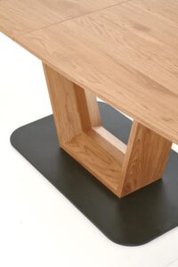 Rozkładany prostokątny stół Black w zestawie z tapicerowanymi krzesłami Fargo do jadalni