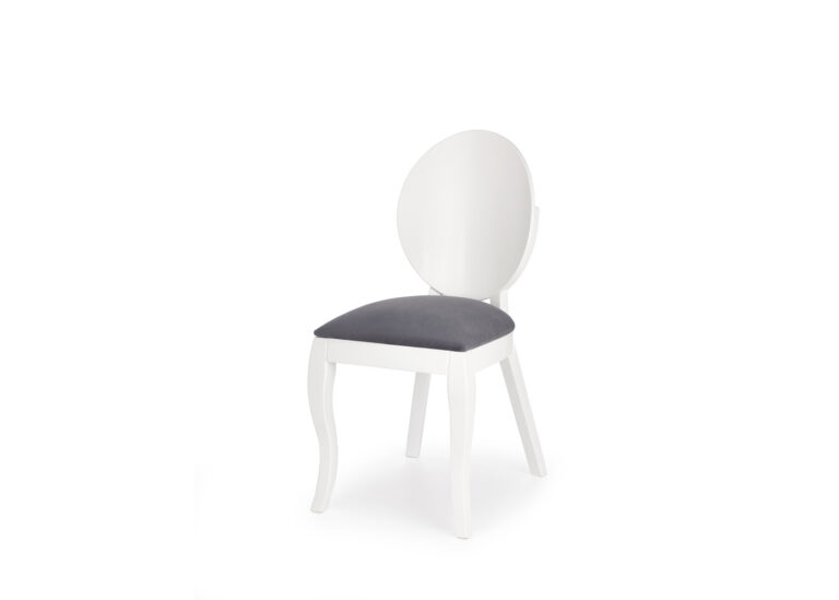 Biało-popielate krzesło drewniane Vermont z tapicerowanym siedziskiem