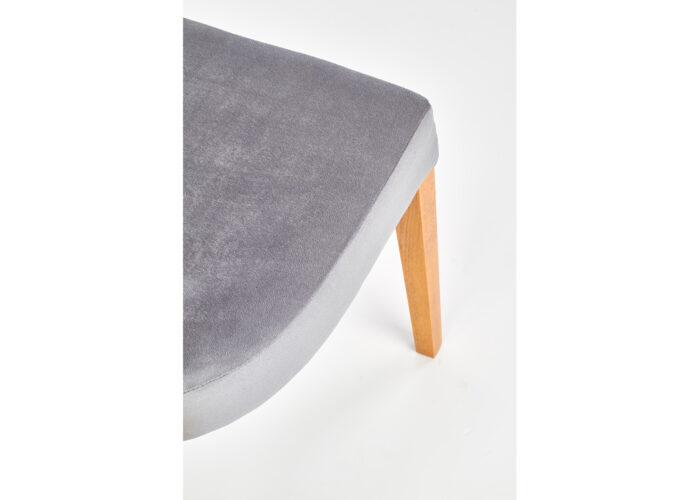 Nowoczesne szare krzesło Roisa z tapicerowanym siedziskiem i oparciem