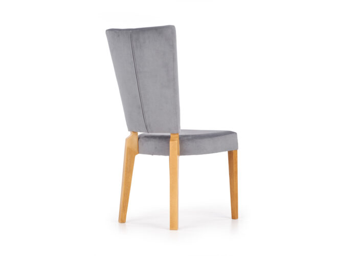 Nowoczesne szare krzesło Roisa z tapicerowanym siedziskiem i oparciem