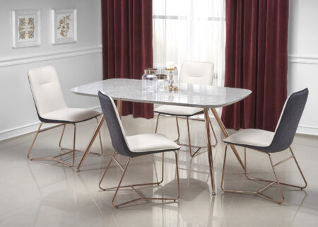 Prostokątny stół Barcelona w zestawie z krzesłami tapicerowanymi Jupiter