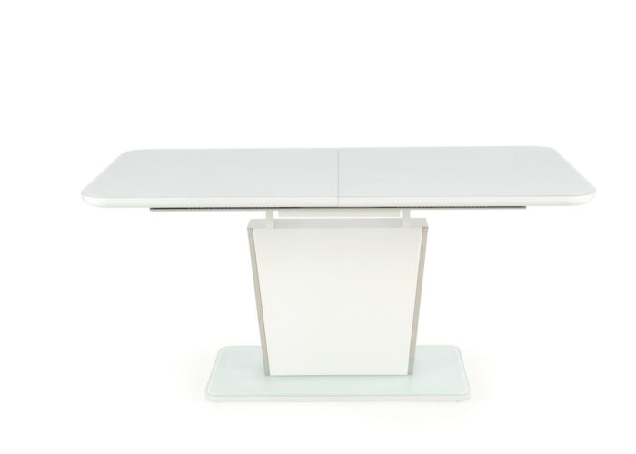Biały rozkładany stół Bonarka oraz nowoczesne krzesła Avol do jadalni
